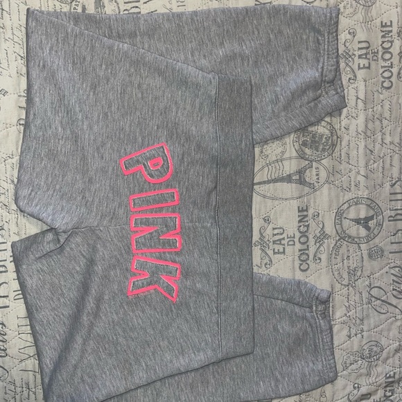 PINK Victoria's Secret Gray Capris with Pink Logo - Picture 8 of 8